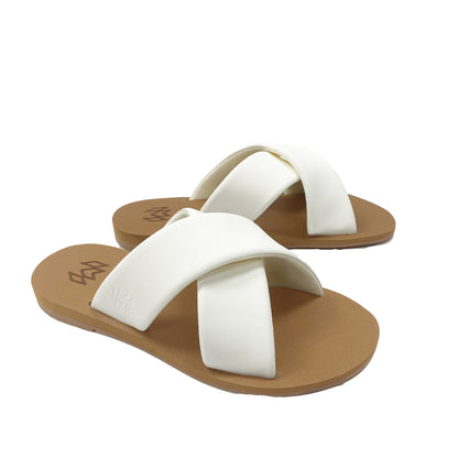 The Ellie Cross memory foam sandal with criss cross straps 