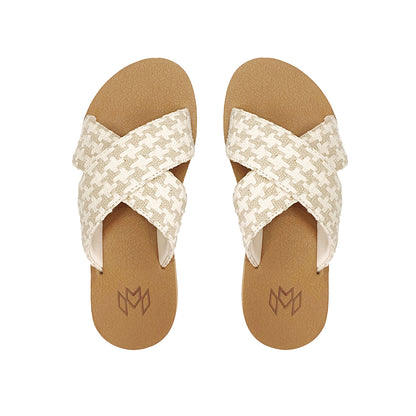 The Ellie Cross memory foam sandal with criss cross straps 