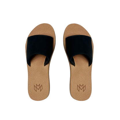 Ellie Jet memory foam slide sandal with a black strap