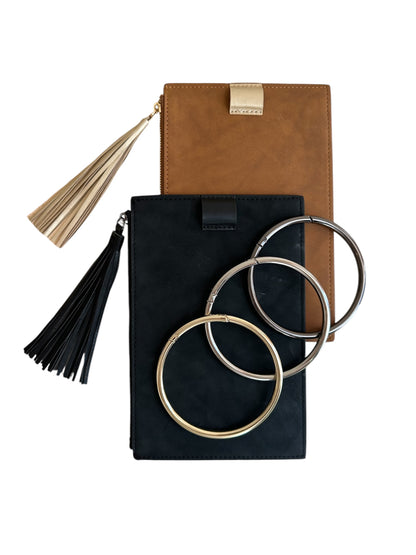 Interchangeable carabiner Rings in gold, black and silver for the Parker Clutch