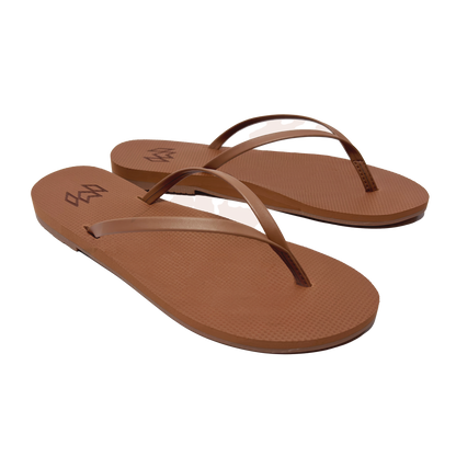 Lux Sinead minimalist flip flop with thin strap and arch support in light brown