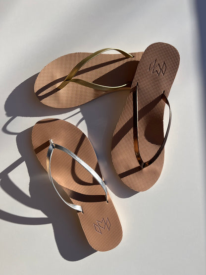 Lux minimalist flip flop with thin arch support footbed