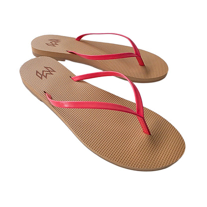 Lux Calypso minimalist flip flop with arch support in beige and pink.