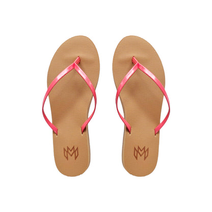 Lux Calypso minimalist flip flop with arch support in beige and pink strap