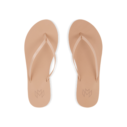 Lux Dune minimalist flip flop with thin strap and arch support in sand beige