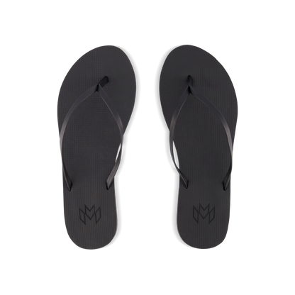 Lux Noir minimalist flip flop with thin strap and arch support in black