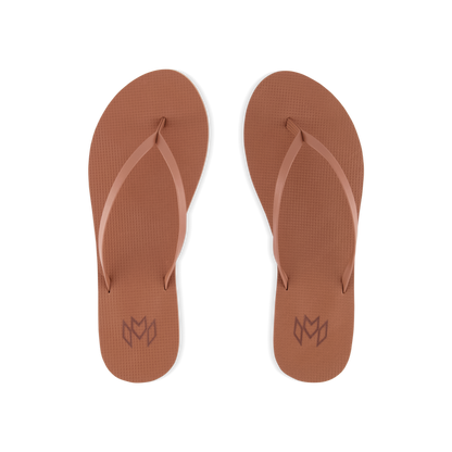 Lux Sinead minimalist flip flop with thin strap and arch support in light brown