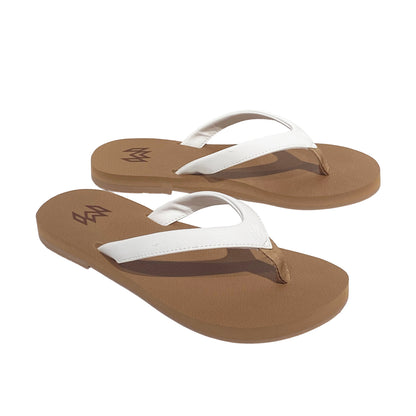 Marley Lace flip flop with memory foam and arch support in white strap with beige footbed