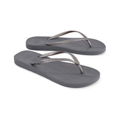 Playa Haven't the Foggiest beach flip flop waterproof sandal with toe pillow, arch support and toe post anchor in silver grey